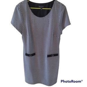 Connected apparel black and white polka dot dress.  Size 16.